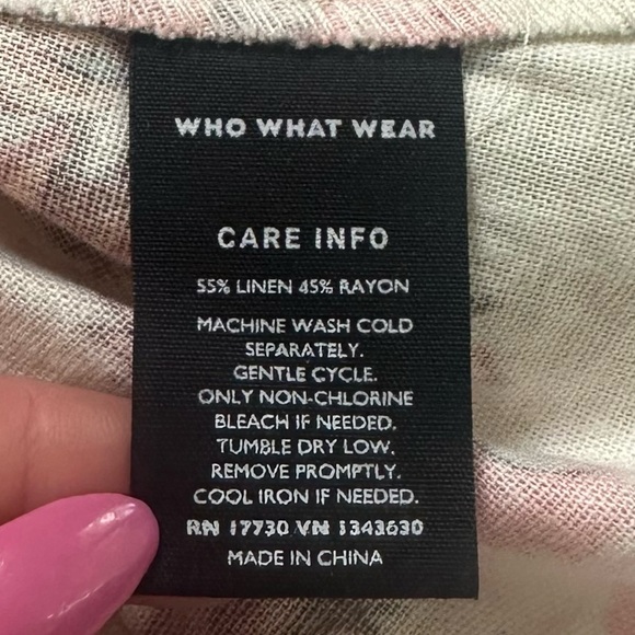 WHO WHAT WEAR NWT 2pc XL 14 Linen Blend High Neck Flutter Sleeve Top Shorts Set - Picture 14 of 15